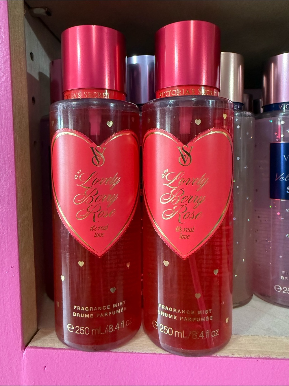 2Victoria's Secret Lovely Berry Rose Fragrance Mist - Red